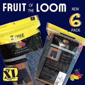 New 6 Pack Mens Fruit of the Loom Boxers Size XL.